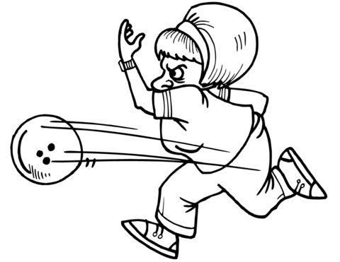 Playing Bowling  Coloring Page